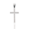 Rhodium-Plated Sterling Silver Single Row Moissanite Inlaid Cross Pendant | Rolo Chain Options – Aventine Jewelry