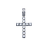 Rhodium-Plated Sterling Silver Cross Pendant with Moissanite or Cubic Zirconia | Includes Rope or Tennis Chain