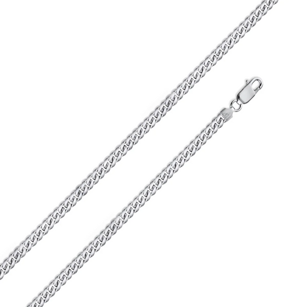 Silver chain necklace on a white background