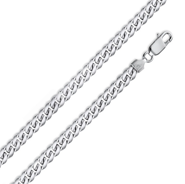 Rhodium-Plated Miami Cuban Chain | 1.9mm–14.5mm | Sterling Silver – Aventine Jewelry
