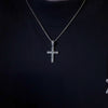Rhodium-Plated Sterling Silver Cross Pendant with Moissanite or Cubic Zirconia | Includes Rope or Tennis Chain