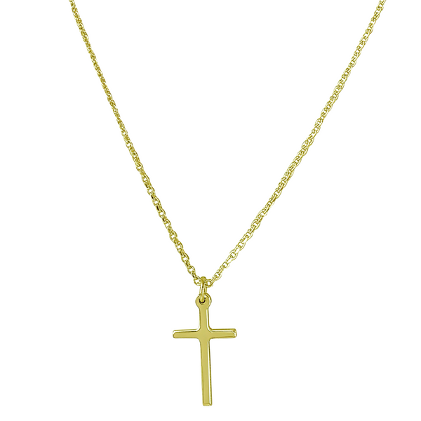 14k Gold-Plated Sterling Silver Cross Necklace | 16" + 2" Extension – Aventine Jewelry