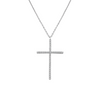 Rhodium-Plated Sterling Silver Cross Necklace with Cubic Zirconia | Adjustable 16–18” Chain – Aventine Jewelry