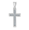Rhodium-Plated Sterling Silver Double Row Inlaid Cross Pendant with Moissanite or CZ | Rolo Chain Options – Aventine Jewelry
